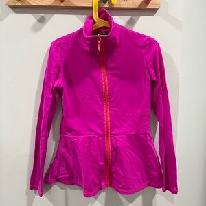 Pink Raincoat with Flared Bottom and High Collar
